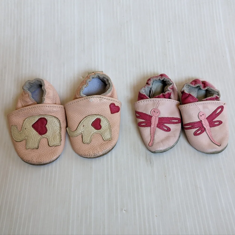 Baby girl leather moccasins bundle 0-6 months